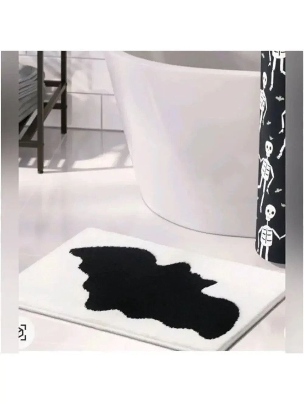 Hyde and Eek NWT Bat Bath Rug 17x24 Black White